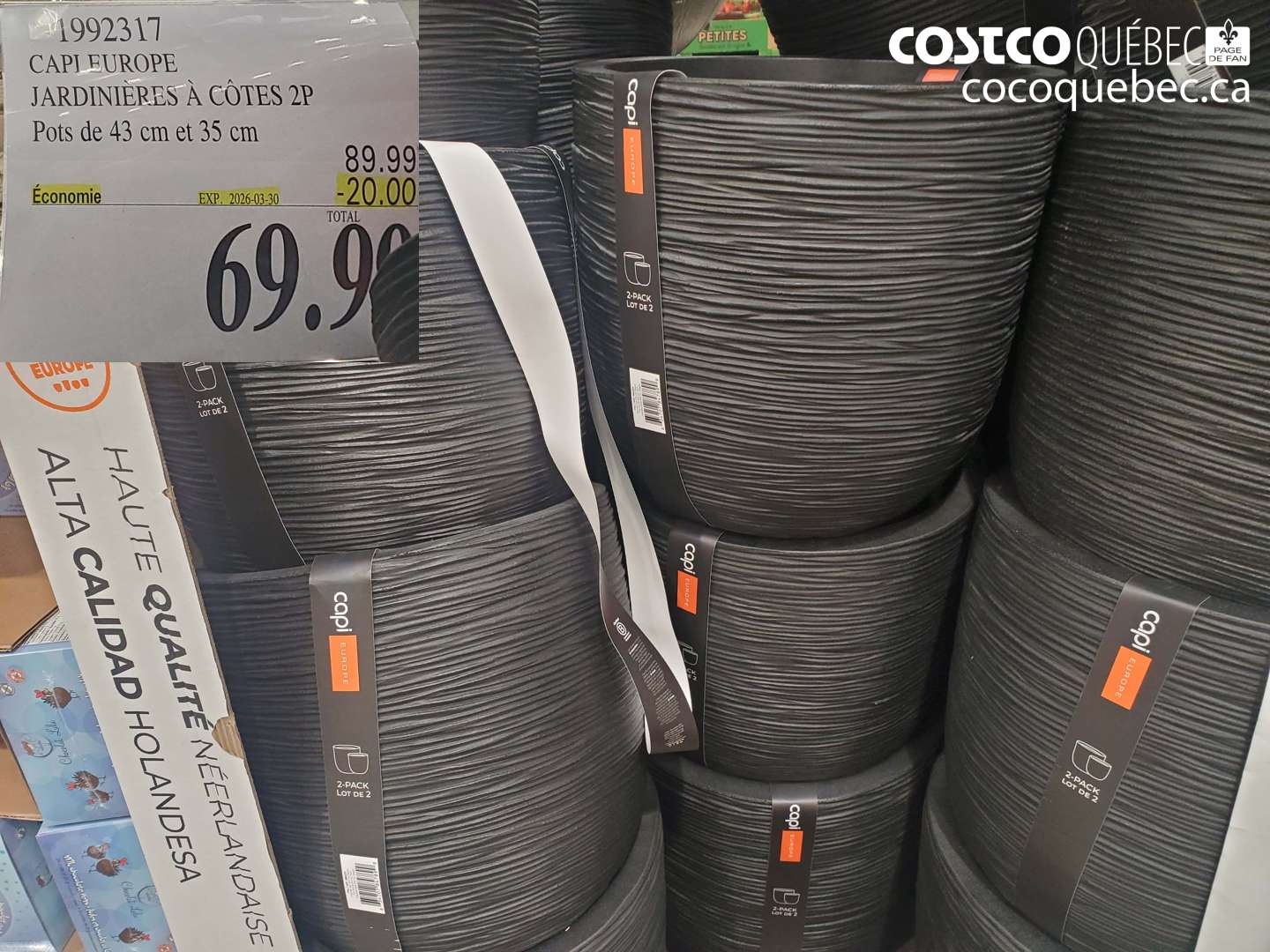 1992317 CAPI EUROPE JARDINIÈRES À CÔTES 2P POTS DE 43 CM ET 35 CM ($20.00 INSTANT SAVINGS EXPIRES ON 2026-03-30) $69.99