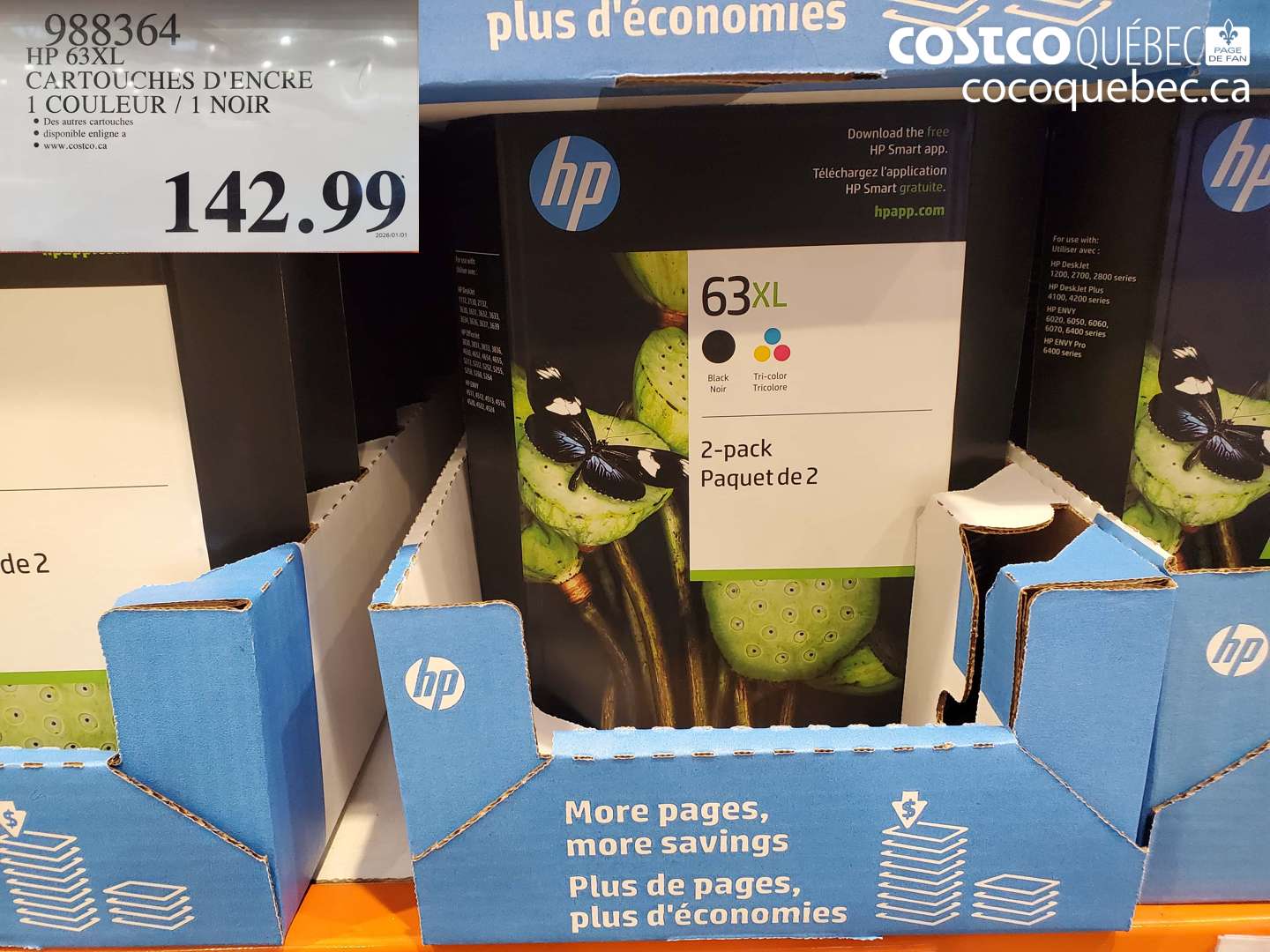 988364 CARTOUCHES D'ENCRE 1 COULEUR / 1 NOIR $142.99