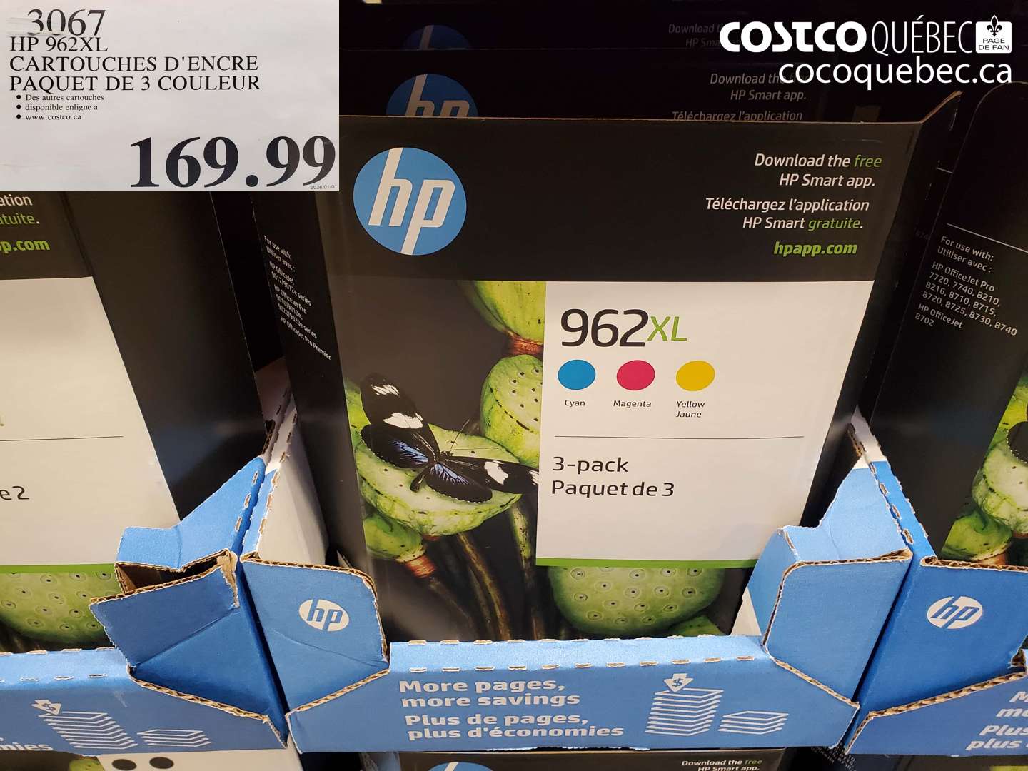 3067 CARTOUCHES D'ENCRE PAQUET DE 3 COULEUR $169.99