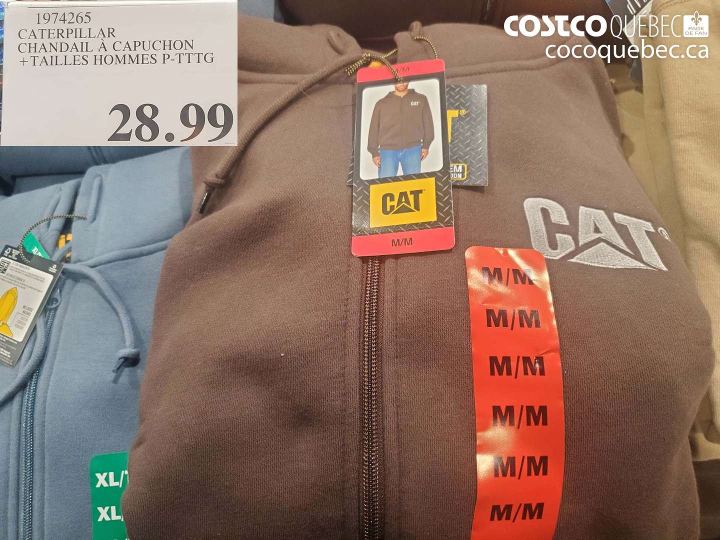 1974265 CATERPILLAR CHANDAIL À CAPUCHON +TAILLES HOMMES P-TTG $28.99