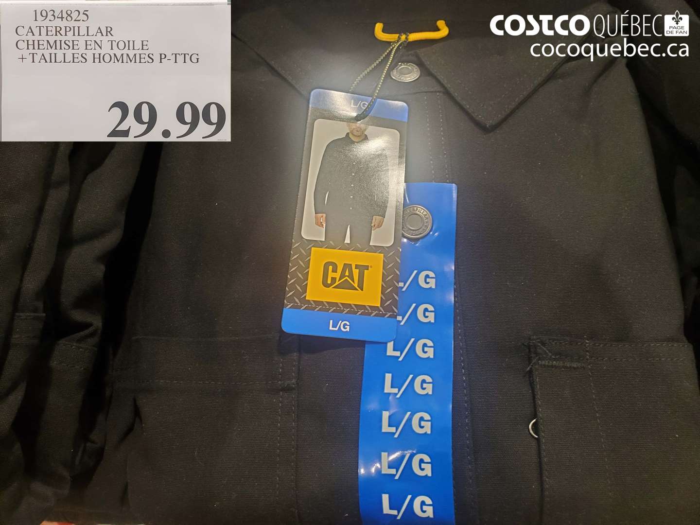 1934825 CATERPILLAR CHEMISE EN TOILE + TAILLES HOMMES P-TG $29.99