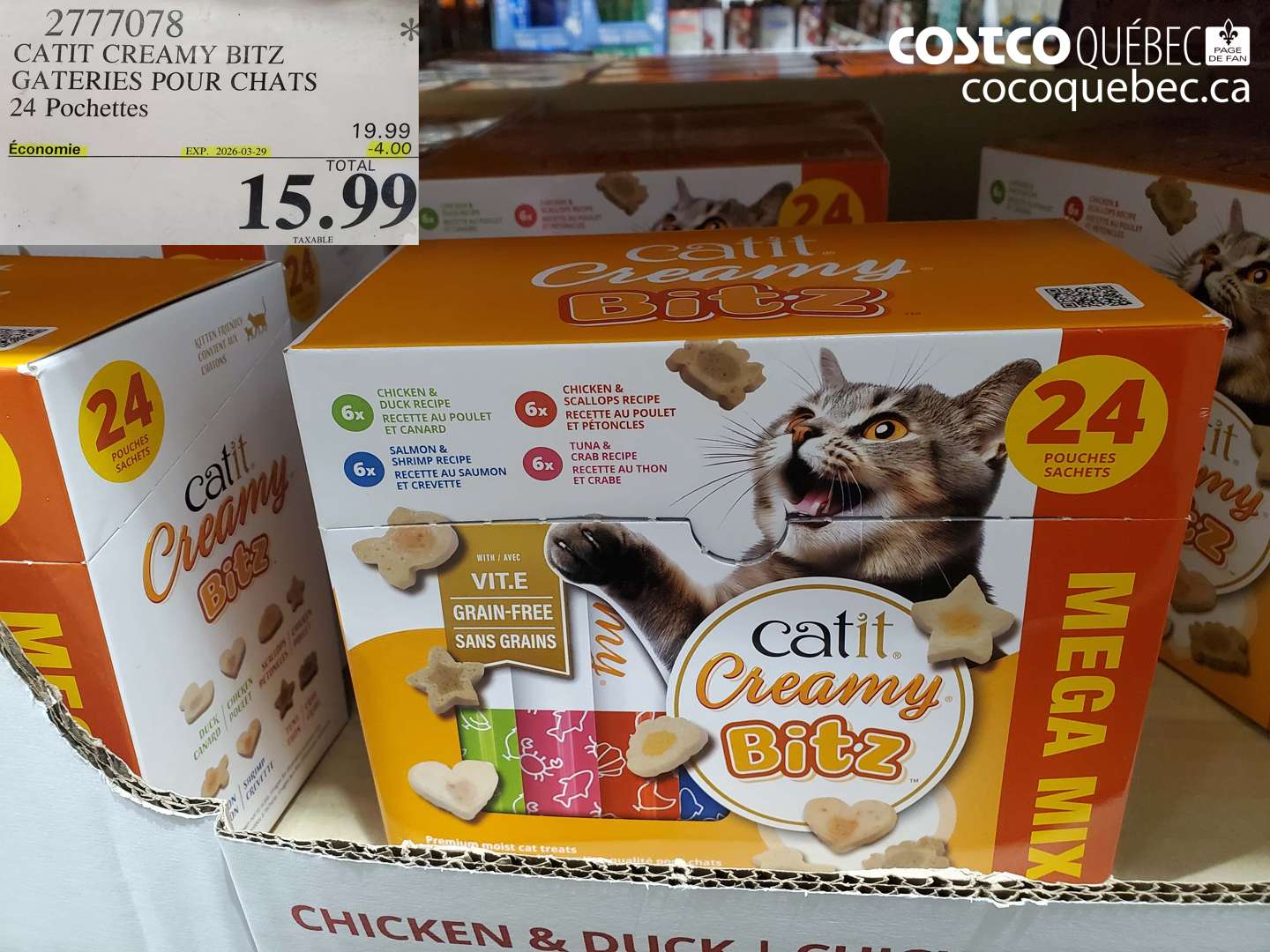 2777078 CATIT CREAMY BITZ GATERIES POUR CHATS 24 POCHETTES ($4.00 INSTANT SAVINGS EXPIRES ON 2026-03-29) $15.99