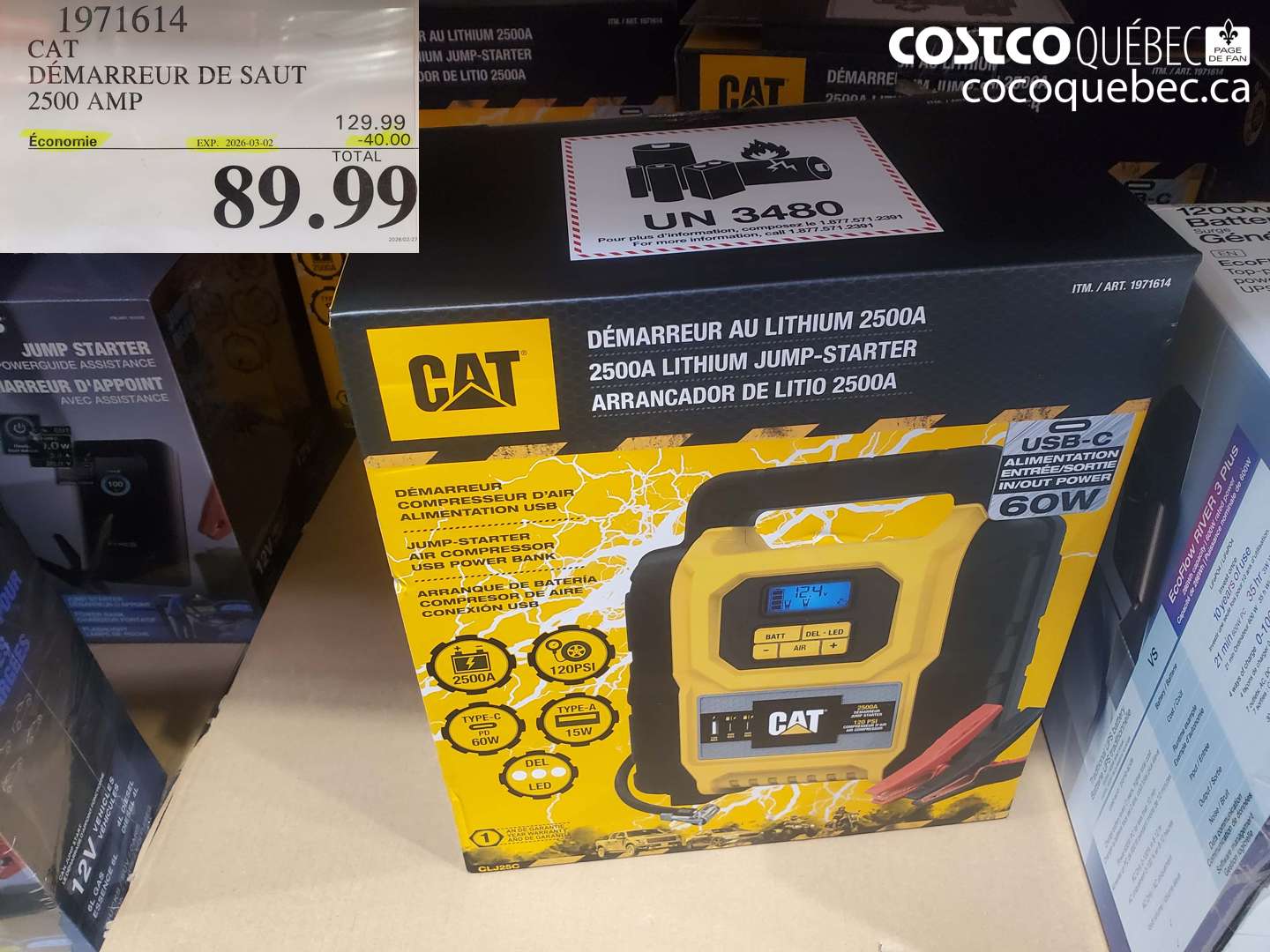 1971614 CAT DEMARREUR DE SAUT 2500 AMP ($40.00 INSTANT SAVINGS EXPIRES ON 2026-03-02) $89.99