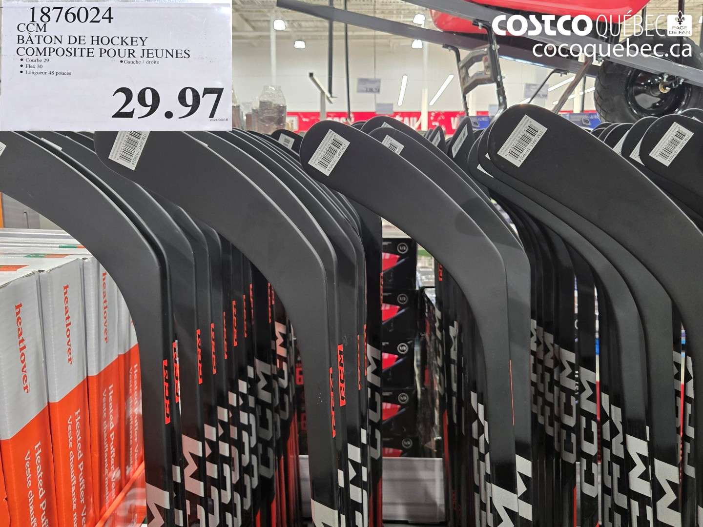1876024 CCM BÂTON DE HOCKEY COMPOSITE POUR JEUNES $29.97