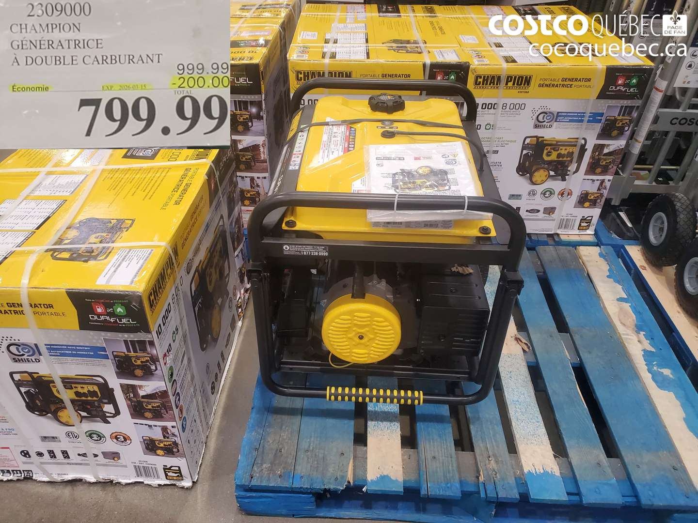 2309000 CHAMPION GÉNÉRATRICE À DOUBLE CARBURANT ($200.00 INSTANT SAVINGS EXPIRES ON 2026-03-15) $799.99