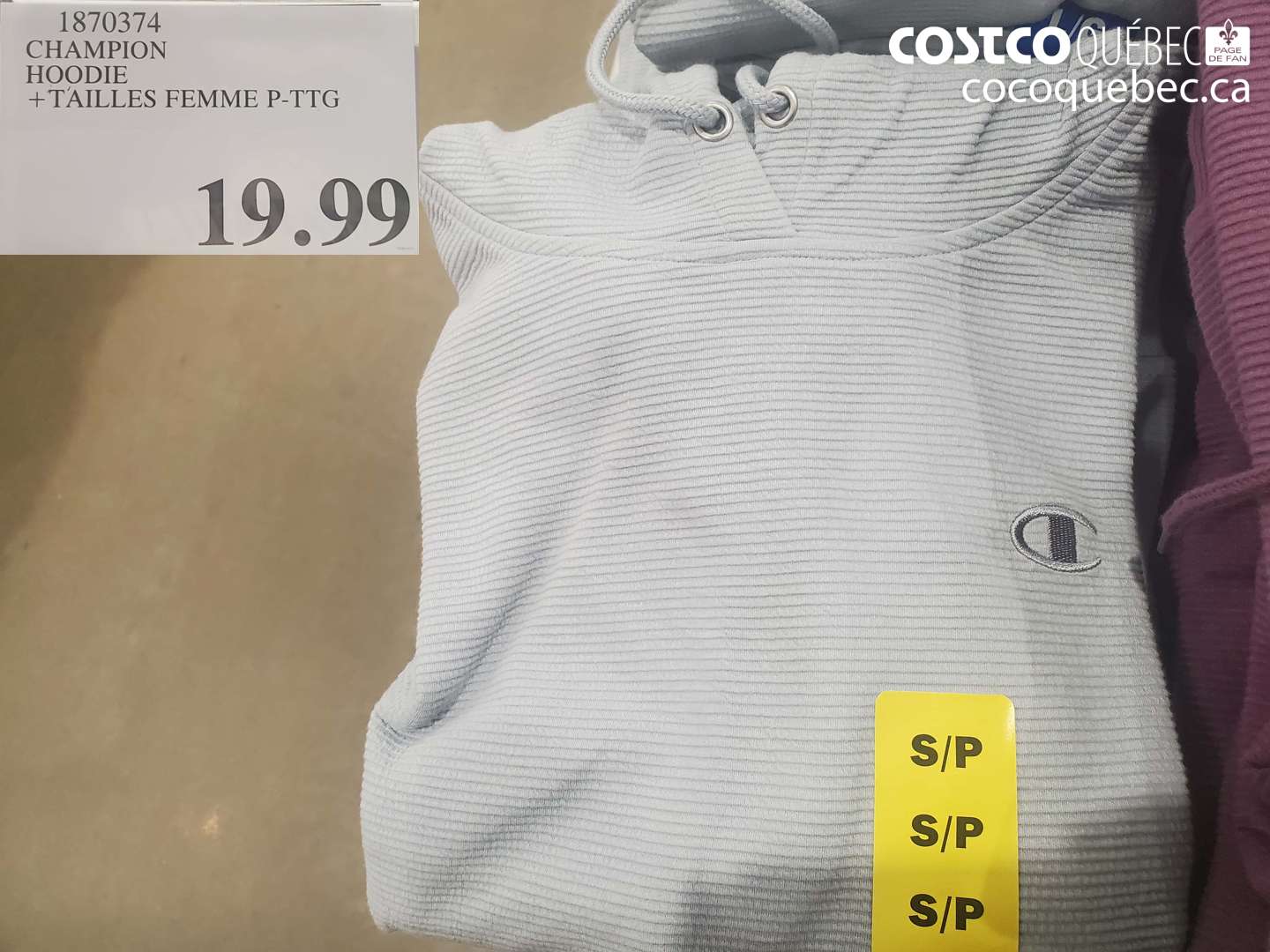 1870374 CHAMPION HOODIE +TAILLES FEMME P-TTG $19.99