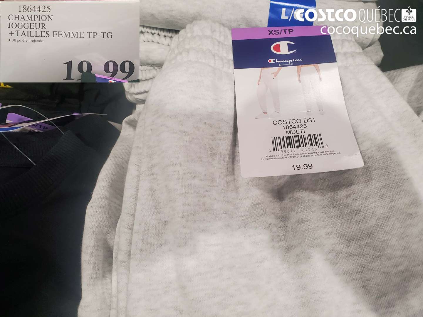 1864425 CHAMPION JOGGEUR + TAILLES FEMME TP-TG $19.99