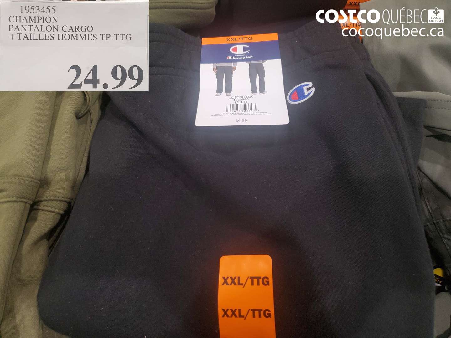 1953455 CHAMPION PANTALON CARGO + TAILLES HOMMES TP-TTG $24.99