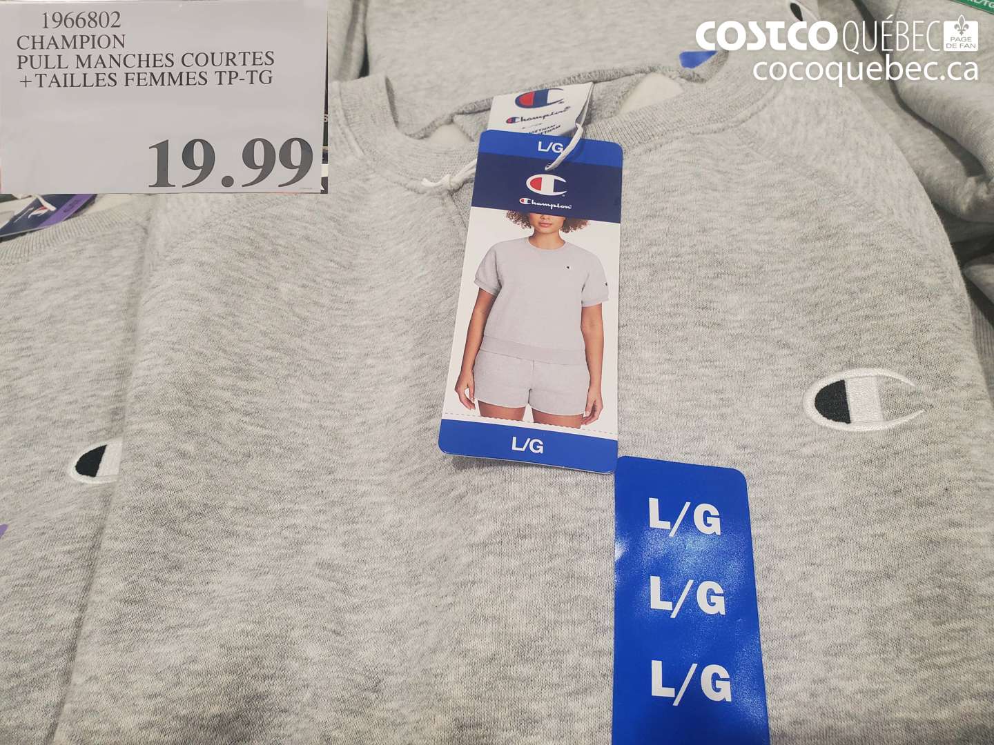 1966802 CHAMPION PULL MANCHES COURTES +TAILLES FEMMES TP-TG $19.99