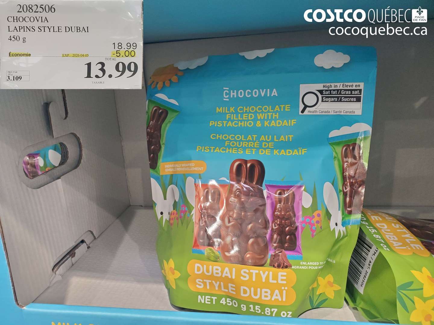 2082506 CHOCOVIA LAPINS STYLE DUBAI 450 G ($5.00 INSTANT SAVINGS EXPIRES ON 2026-04-05) $13.99