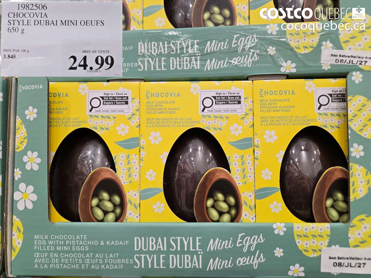 1982506 CHOCOVIA STYLE DUBAI MINI OEUFS 650 G $24.99