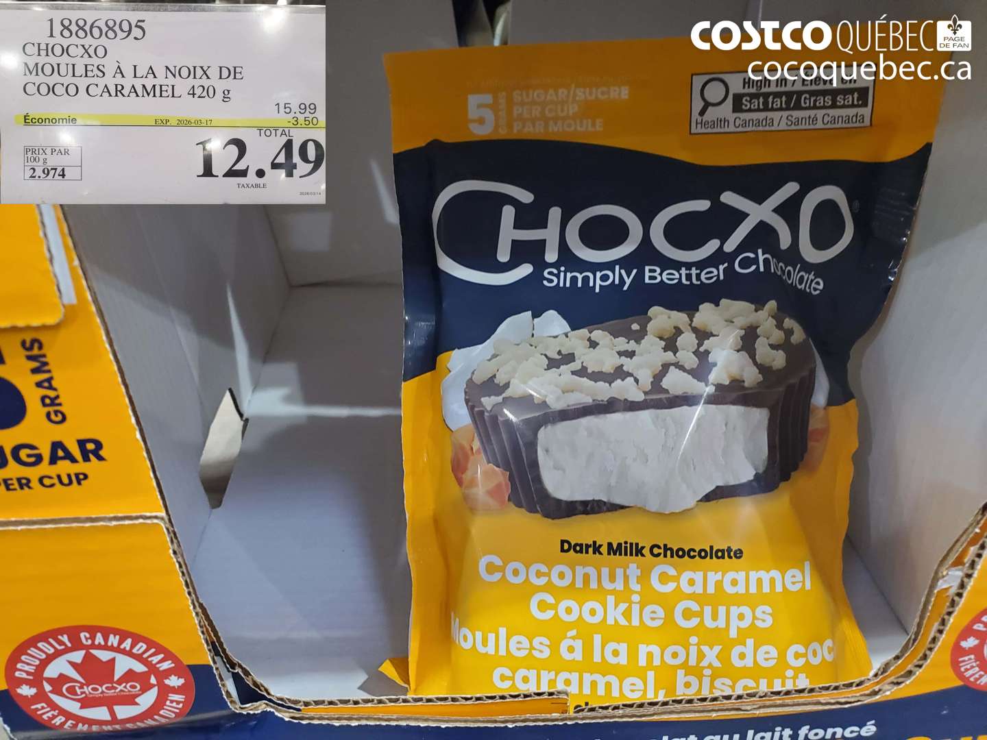 1886895 CHOCO MOULES À LA NOIX DE COCO CARAMEL 420 G ($3.50 INSTANT SAVINGS EXPIRES ON 2026-03-17) $12.49