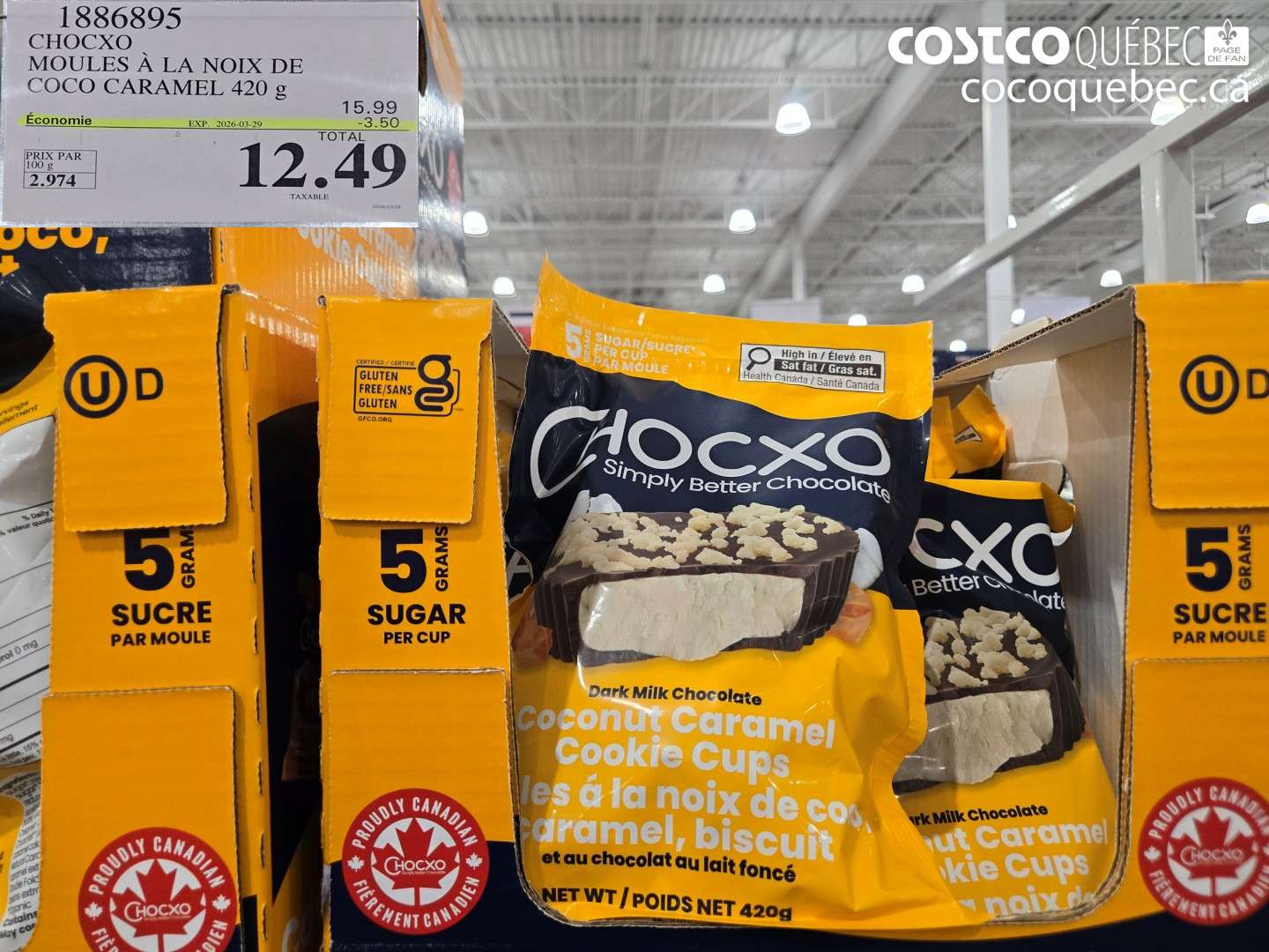 1886895 CHOCXO MOULES À LA NOIX DE COCO CARAMEL 420 G ($3.50 INSTANT SAVINGS EXPIRES ON 2026-03-29) $12.49