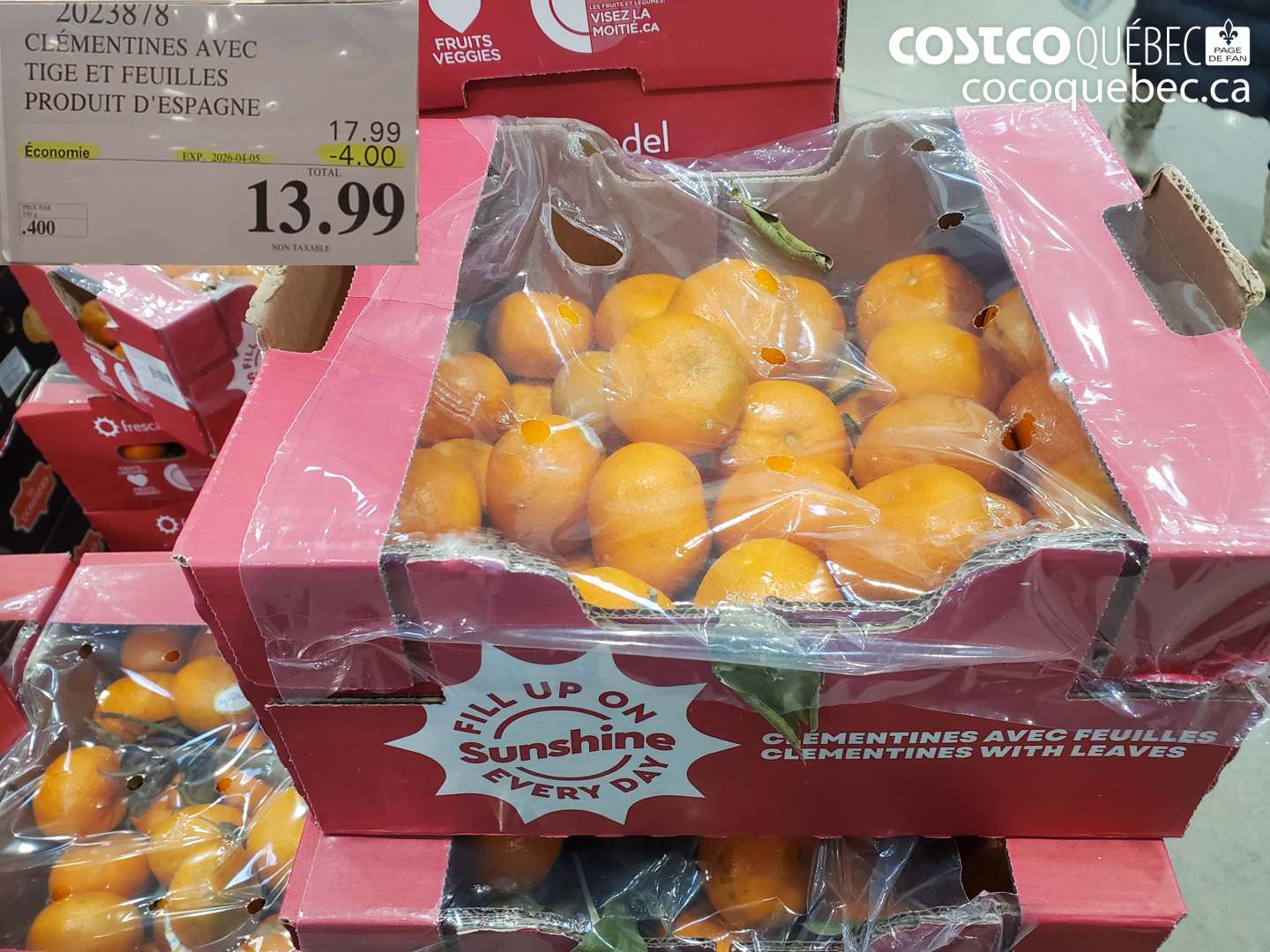 2023878 CLÉMENTINES AVEC TIGE ET FEUILLES PRODUIT D'ESPAGNE ($4.00 INSTANT SAVINGS EXPIRES ON 2026-04-05) $13.99