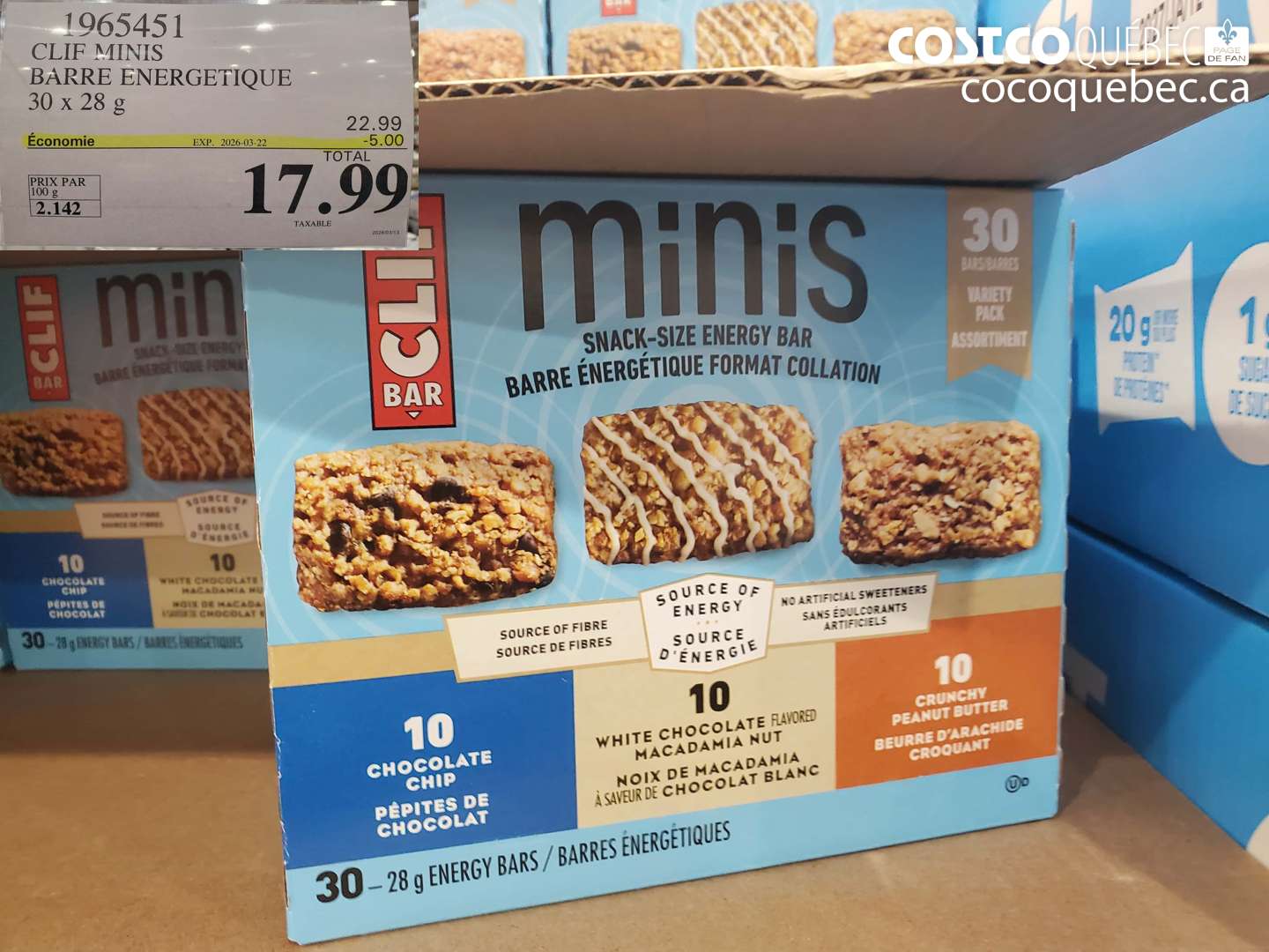 1965451 CLIF MINIS BARRE ENERGETIQUE 30 X 28 G ($5.00 INSTANT SAVINGS EXPIRES ON 2026-03-22) $17.99