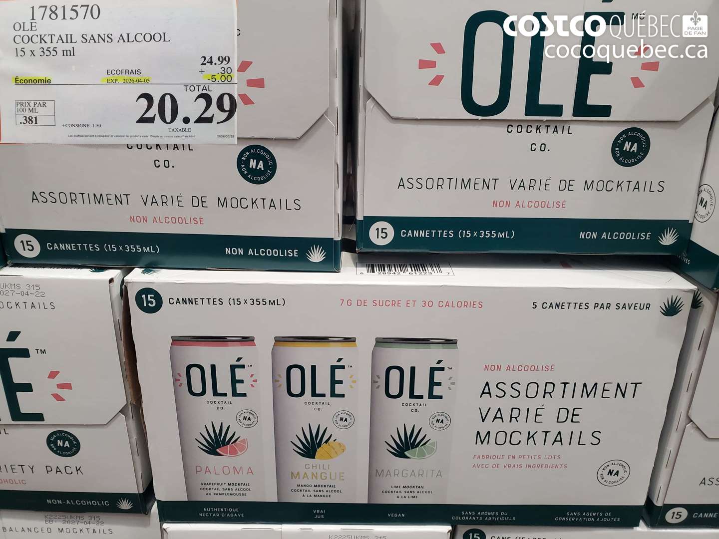 1781570 COCKTAIL SANS ALCOOL 15 X 355 ML ($5.00 INSTANT SAVINGS EXPIRES ON 2026-04-05) $20.29