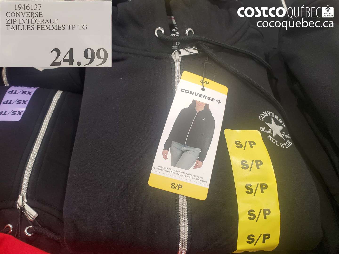 1946137 CONVERSE ZIP INTÉGRALE TAILLES FEMMES TP-TG $24.99