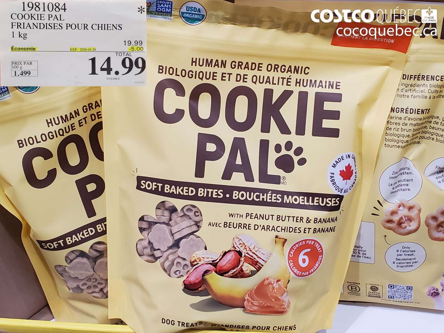 1981084 COOKIE PAL FRIANDISES POUR CHIENS 1 KG ($5.00 INSTANT SAVINGS EXPIRES ON 2026-03-29) $14.99