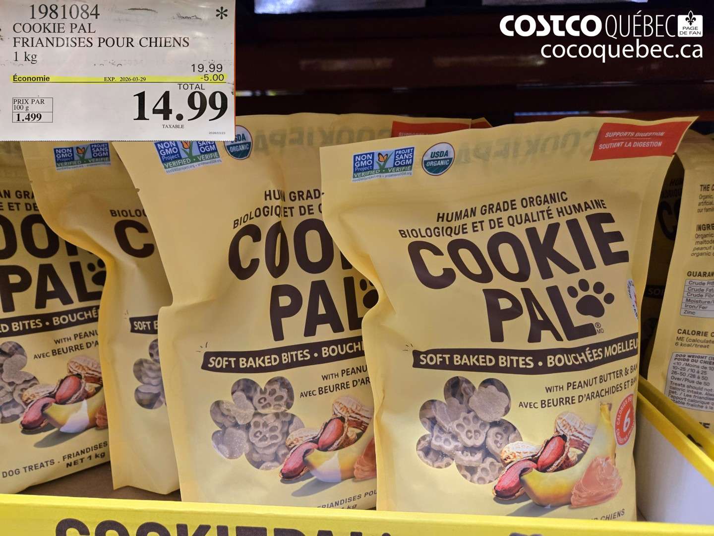 1981084 COOKIE PAL FRIANDISES POUR CHIENS 1 KG ($5.00 INSTANT SAVINGS EXPIRES ON 2026-03-29) $14.99