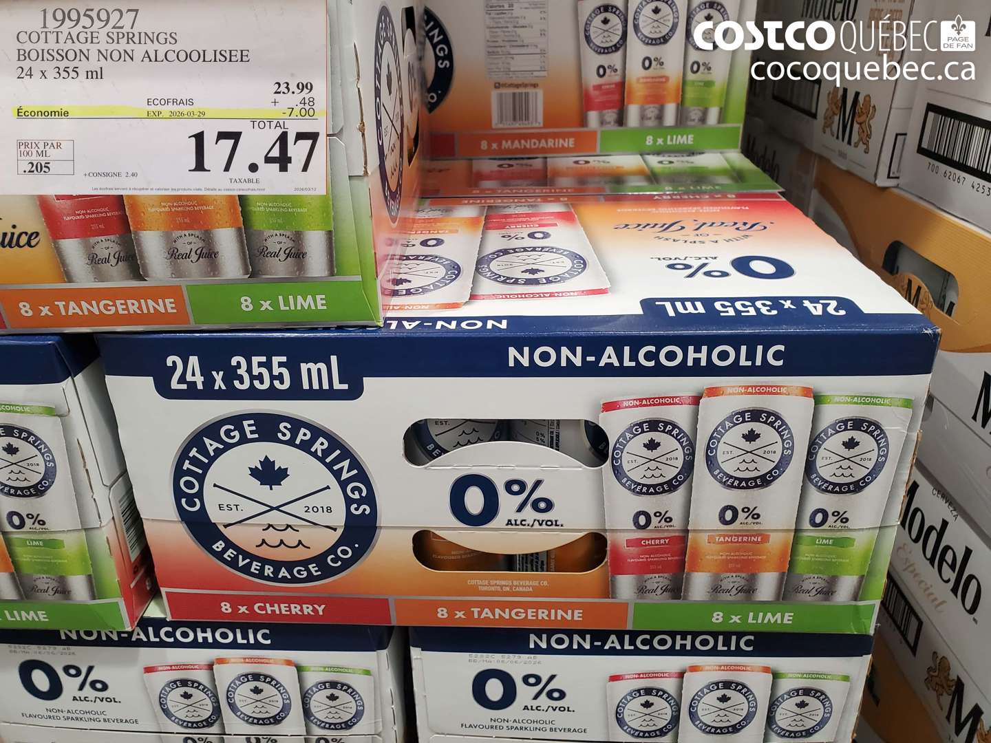 1995927 COTTAGE SPRINGS BOISSON NON ALCOOLISEE 24 X 355 ML ($7.00 INSTANT SAVINGS EXPIRES ON 2026-03-29) $17.47