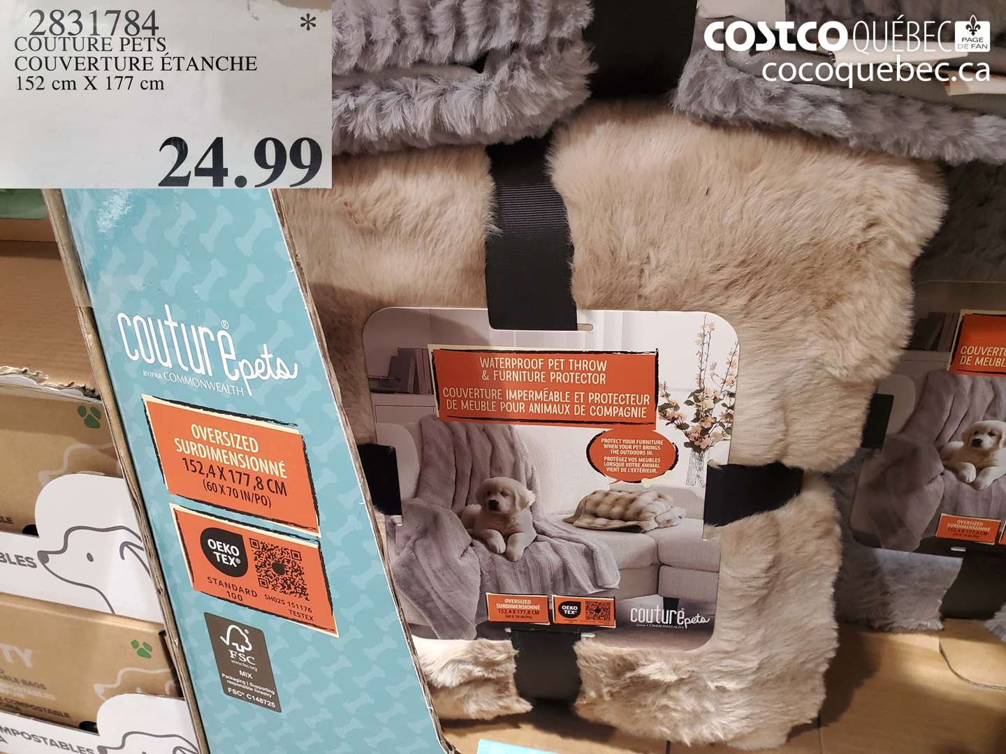 2831784 COUTURE PETS COUVERTURE ÉTANCHE 152 CM X 177 CM $24.99