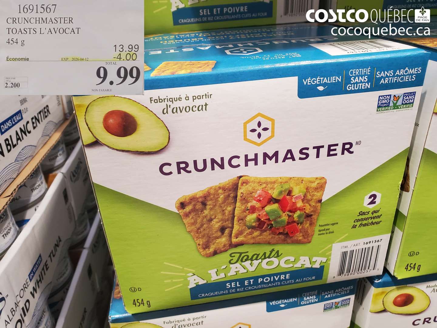 1691567 CRUNCHMASTER TOASTS L'AVOCAT 454 G ($4.00 INSTANT SAVINGS EXPIRES ON 2026-04-12) $9.99