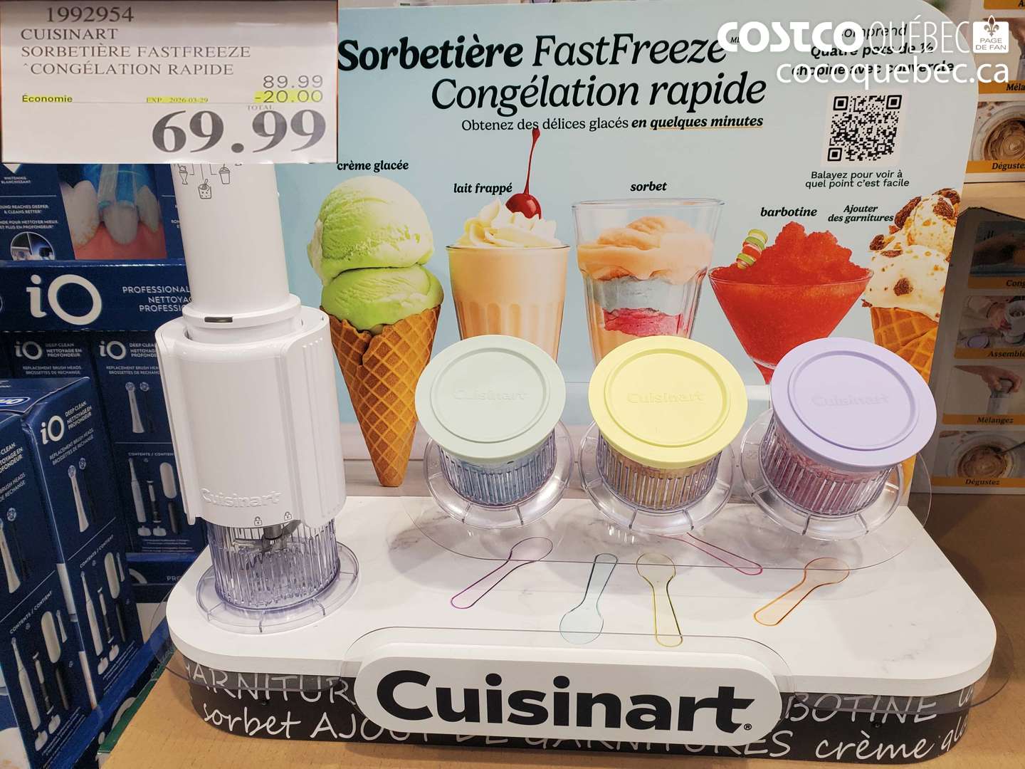 1992954 CUISINART SORBETIÈRE FASTFREEZE CONGÉLATION RAPIDE ($20.00 INSTANT SAVINGS EXPIRES ON 2026-03-29) $69.99