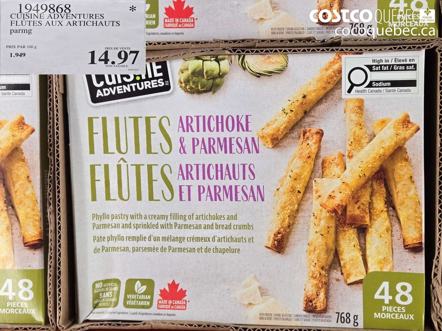 1949868 CUISINE ADVENTURES FLÛTES AUX ARTICHAUTS $14.97