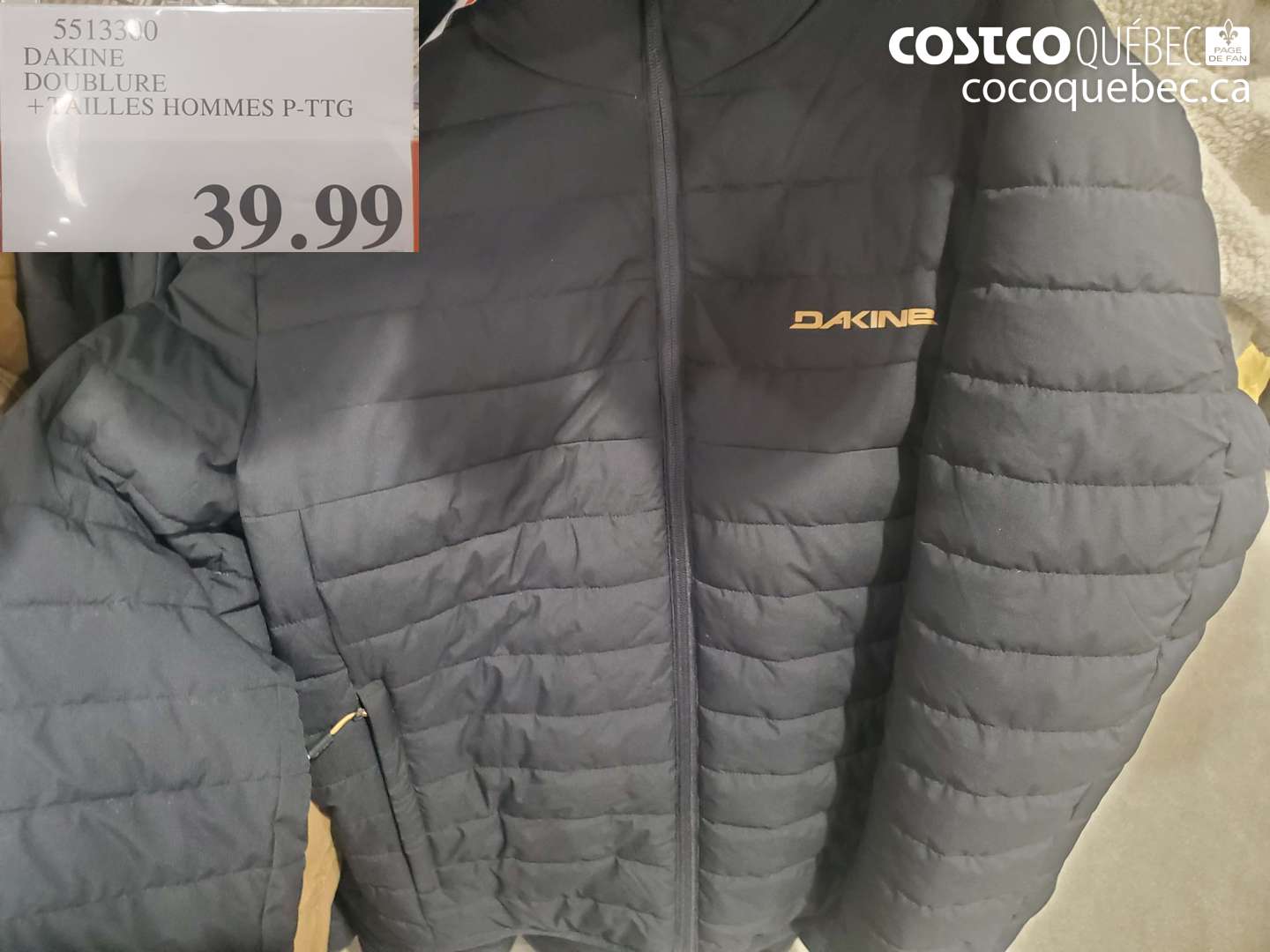 5513300 DAKINE DOUBLURE +TAILLES HOMMES P-TTG $39.99