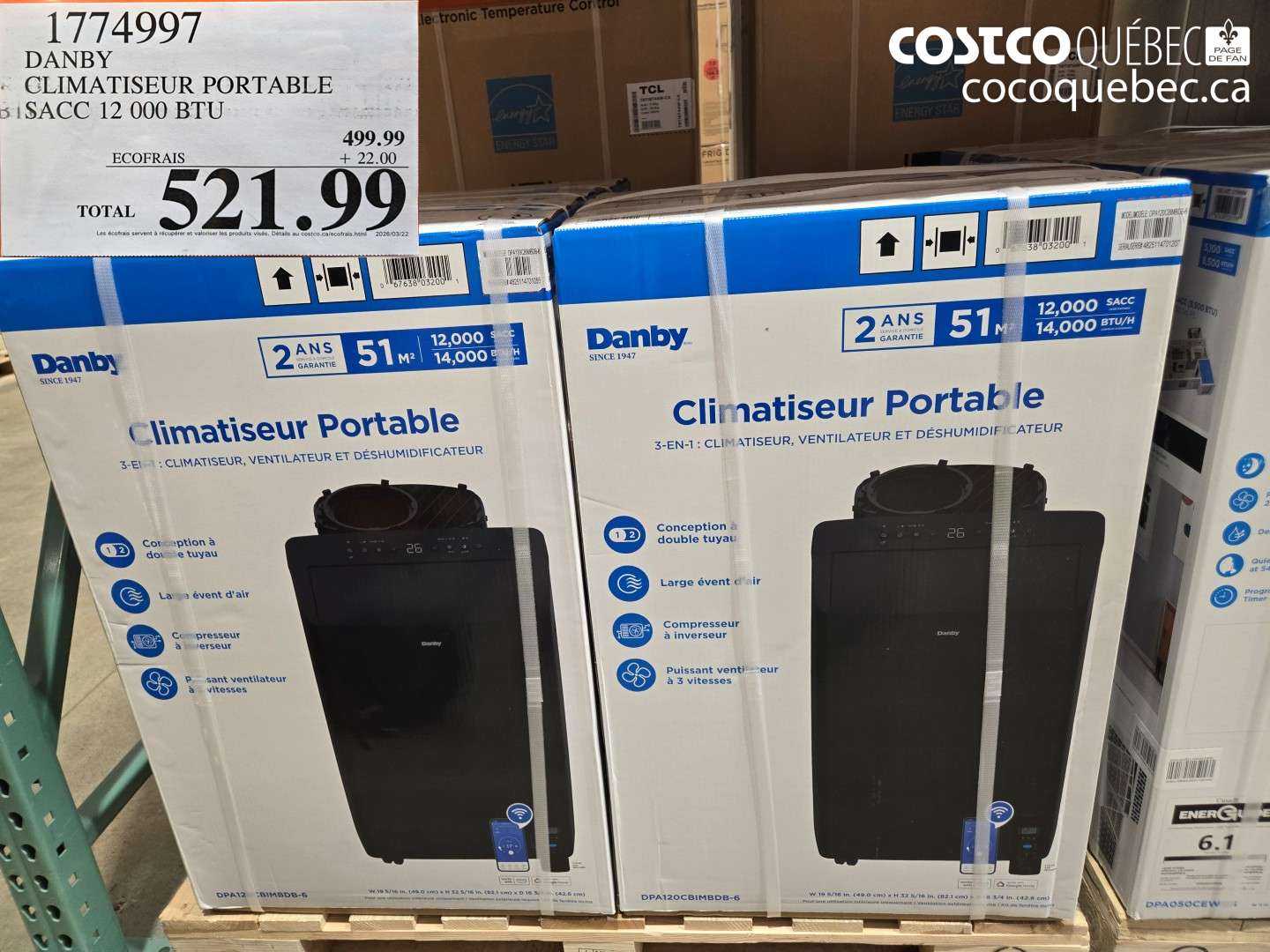 1774997 DANBY CLIMATISEUR PORTABLE SACC 12 000 BTU $521.99