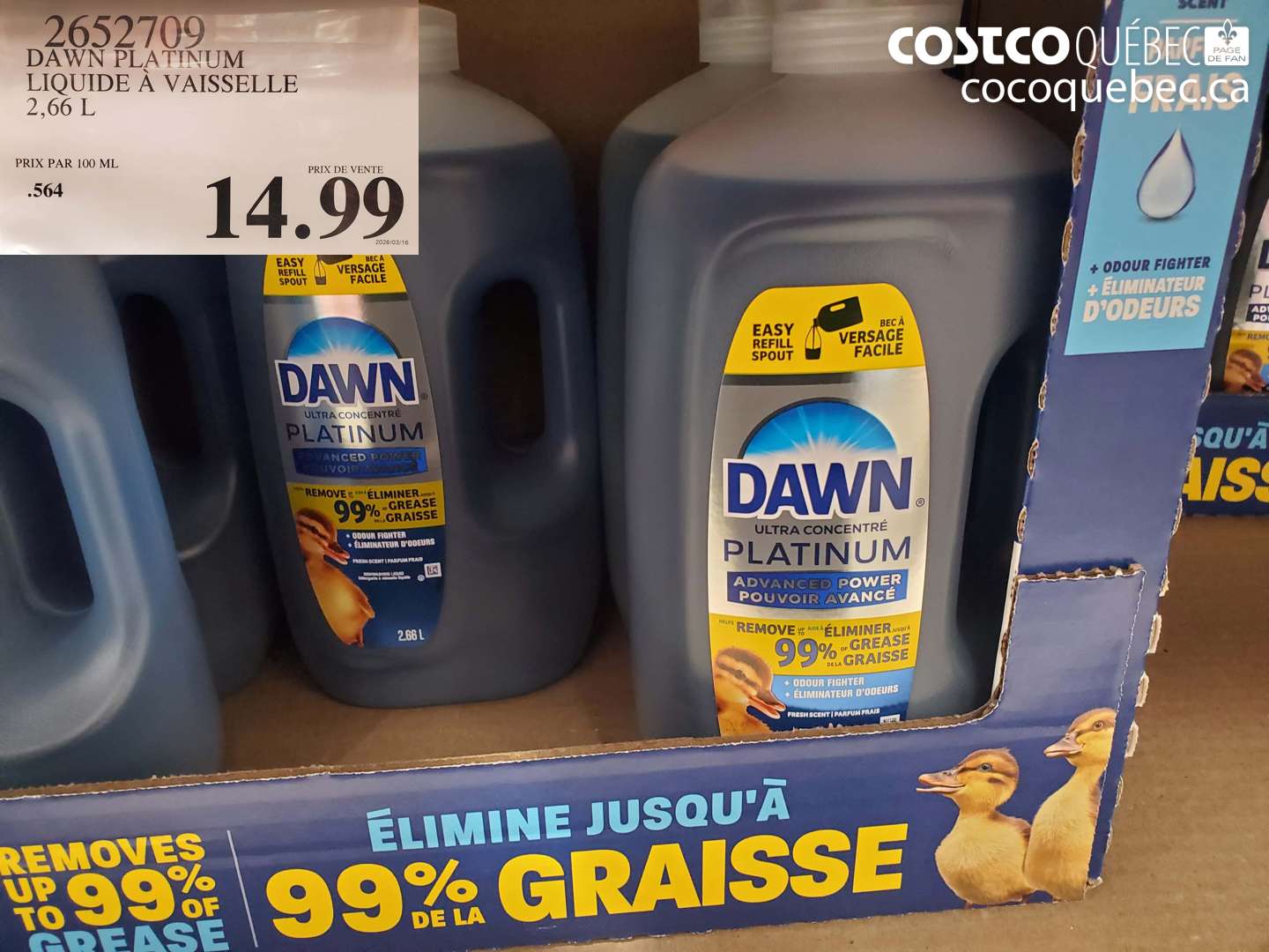 2652709 DAWN PLATINUM LIQUIDE A VAISSELLE 2,66 L $14.99