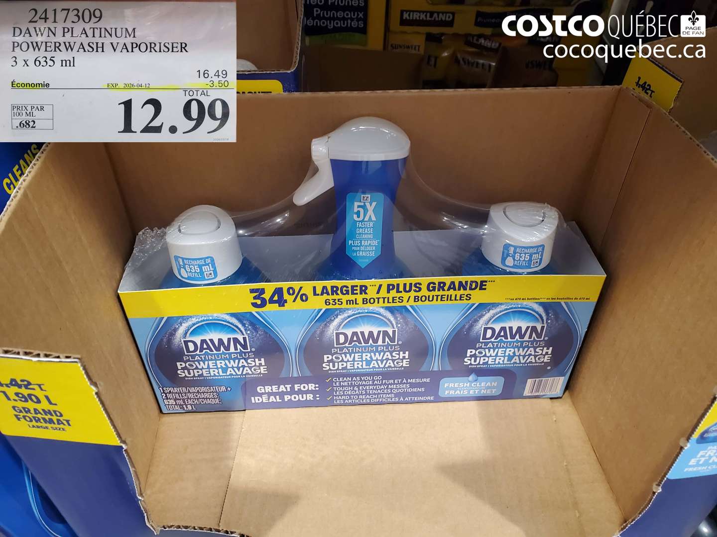 2417309 DAWN PLATINUM POWERWASH VAPORISER 3 X 635 ML ($3.50 INSTANT SAVINGS EXPIRES ON 2026-04-12) $12.99