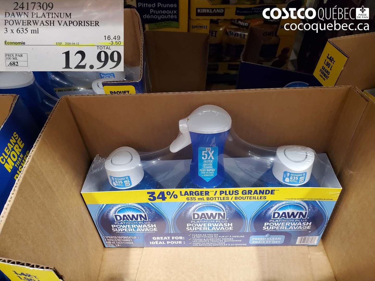 2417309 DAWN PLATINUM POWERWASH VAPORISER 3 X 635 ML ($3.50 INSTANT SAVINGS EXPIRES ON 2026-04-12) $12.99