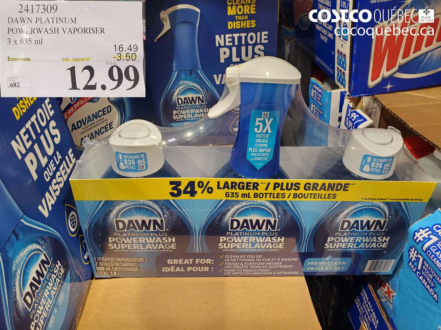 2417309 DAWN PLATINUM POWERWASH VAPORISER 3 X 635 ML ($3.50 INSTANT SAVINGS EXPIRES ON 2026-04-12) $12.99