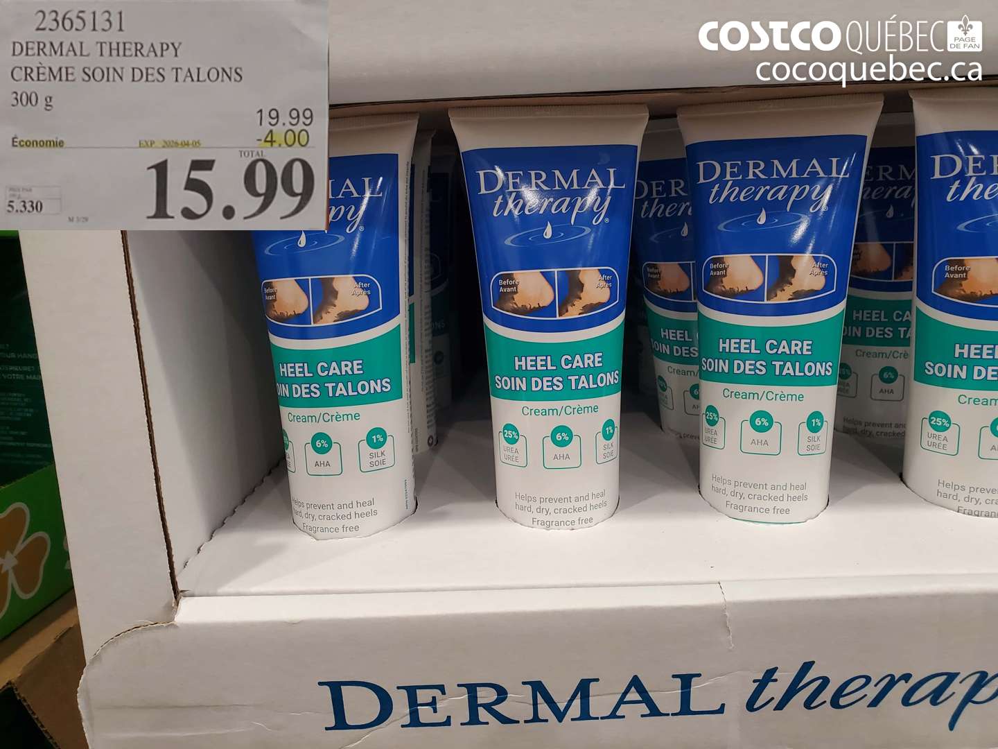 2365131 DERMAL THERAPY CRÈME SOIN DES TALONS ($4.00 INSTANT SAVINGS EXPIRES ON 2026-04-05) $15.99