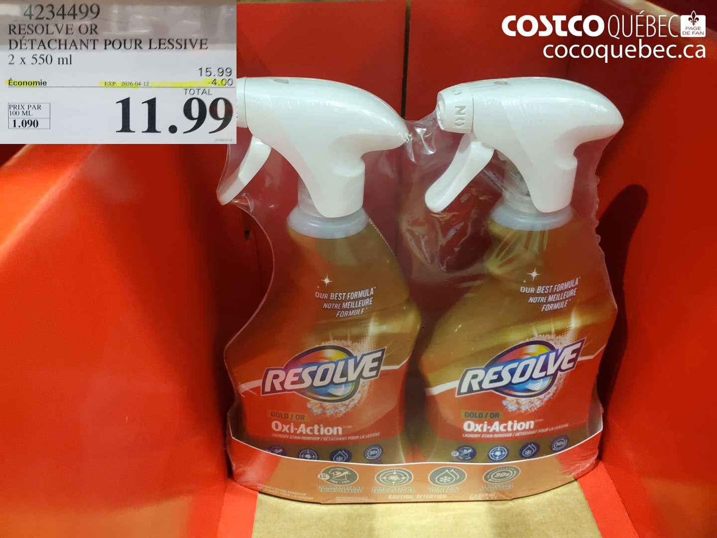 4234499 DETACHANT POUR LESSIVE ($4.00 INSTANT SAVINGS EXPIRES ON 2020-04-12) $11.99