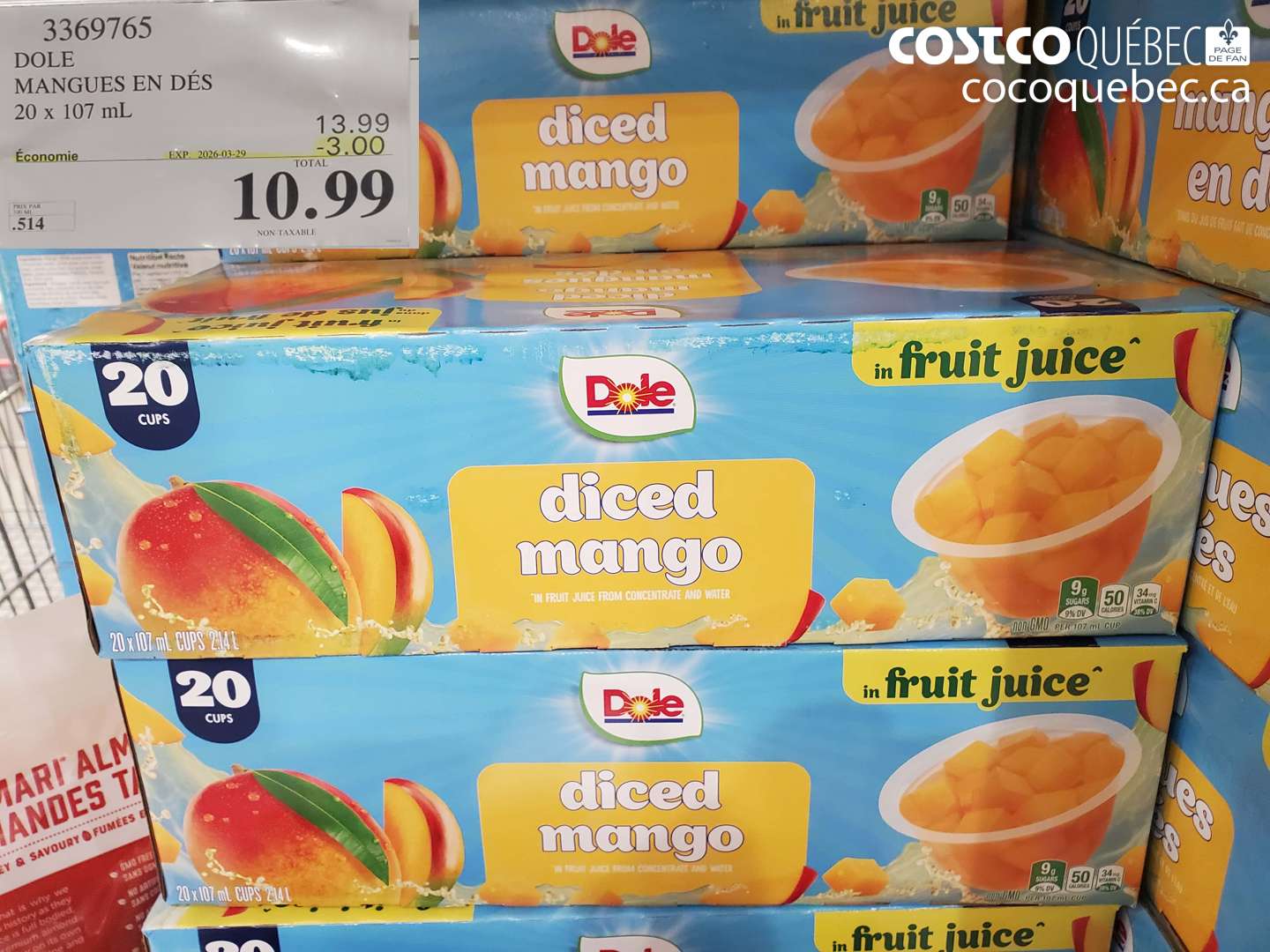 3369765 DOLE MANGUES EN DÉS ($3.00 INSTANT SAVINGS EXPIRES ON 2026-03-29) $10.99