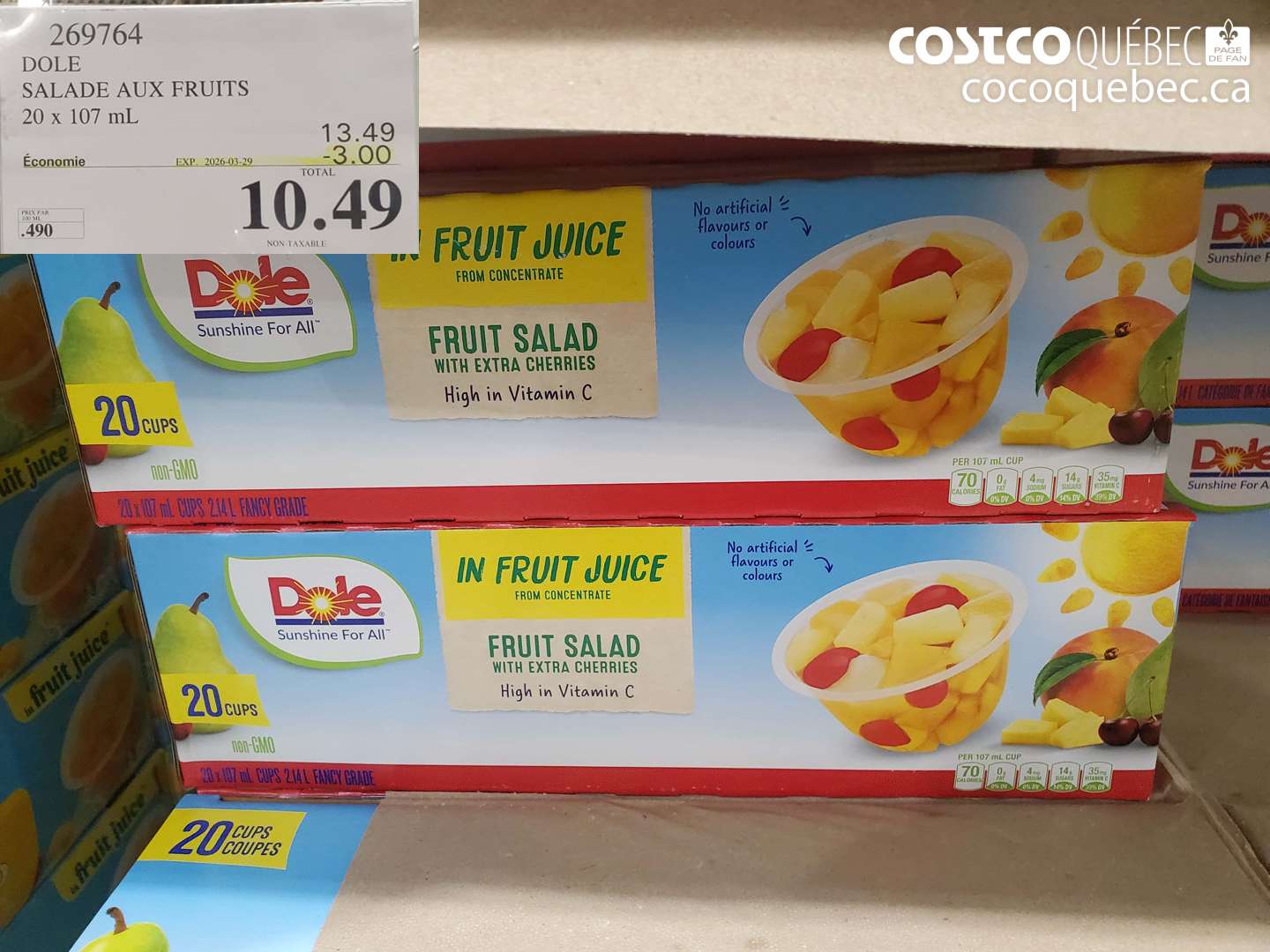 269764 DOLE SALADE AUX FRUITS ($3.00 INSTANT SAVINGS EXPIRES ON 2026-03-29) $10.49