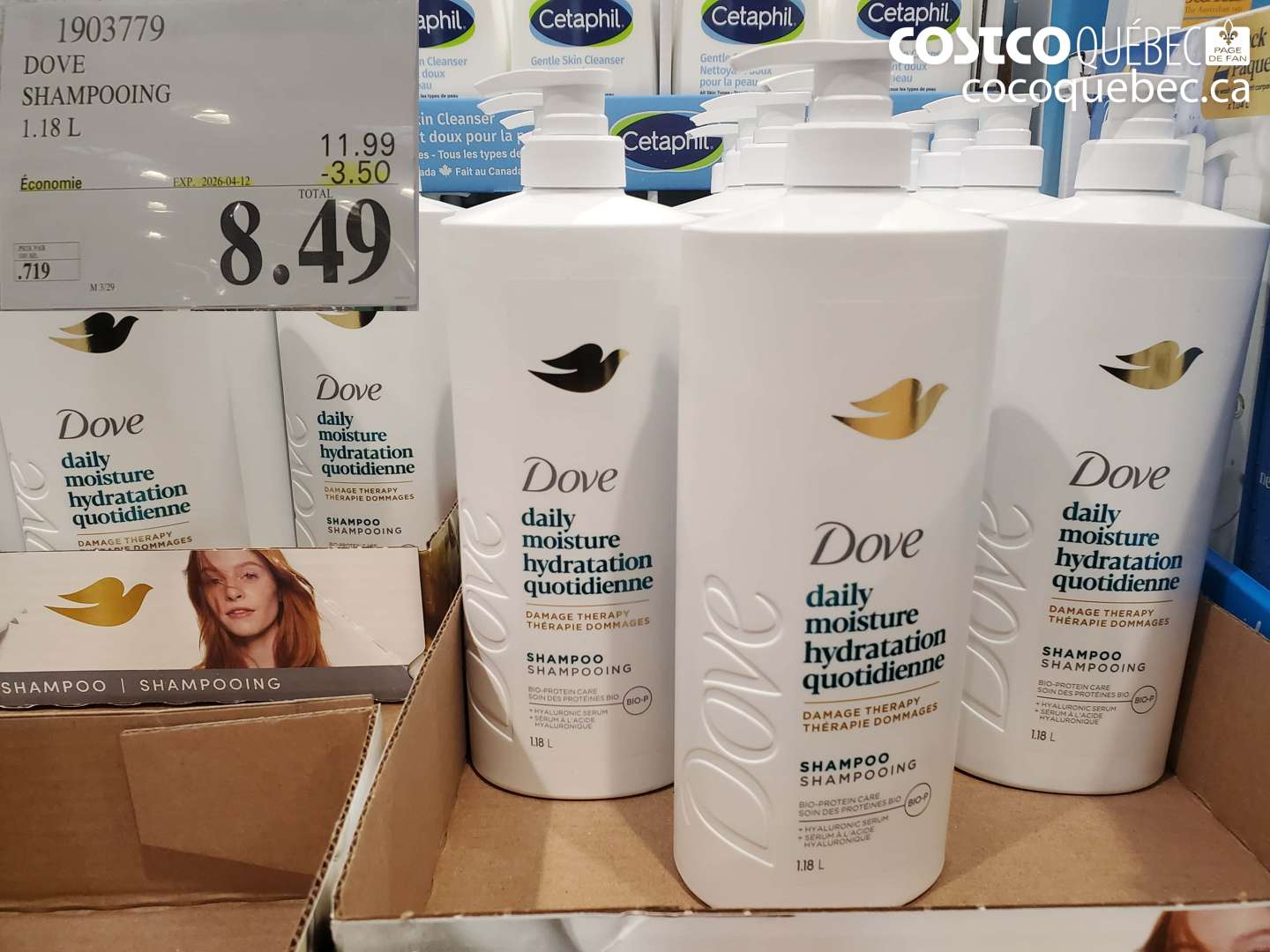 1903779 DOVE SHAMPOOING 1.18 L ($3.50 INSTANT SAVINGS EXPIRES ON 2026-04-12) $8.49