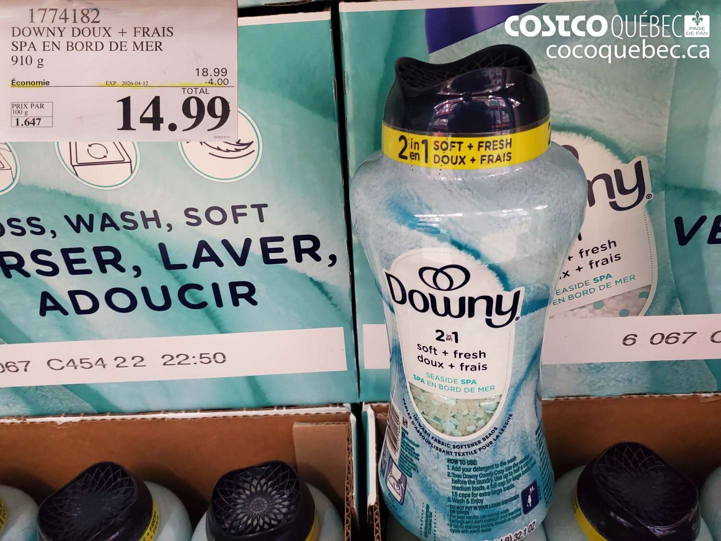 1774182 DOWNY DOUX + FRAIS SPA EN BORD DE MER ($4.00 INSTANT SAVINGS EXPIRES ON 2026-04-12) $14.99