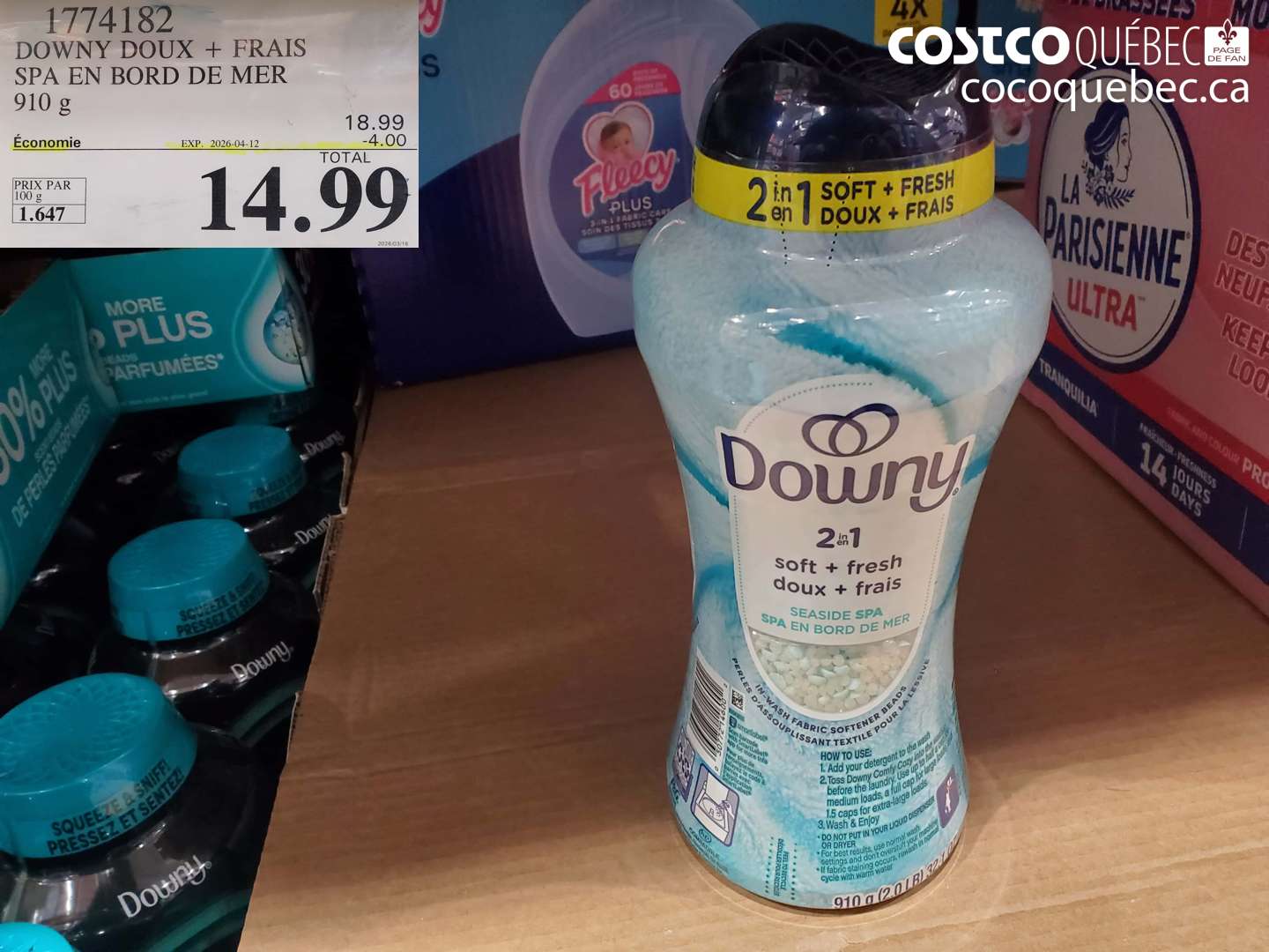 1774182 DOWNY DOUX + FRAIS SPA EN BORD DE MER 910 G ($4.00 INSTANT SAVINGS EXPIRES ON 2026-04-12) $14.99
