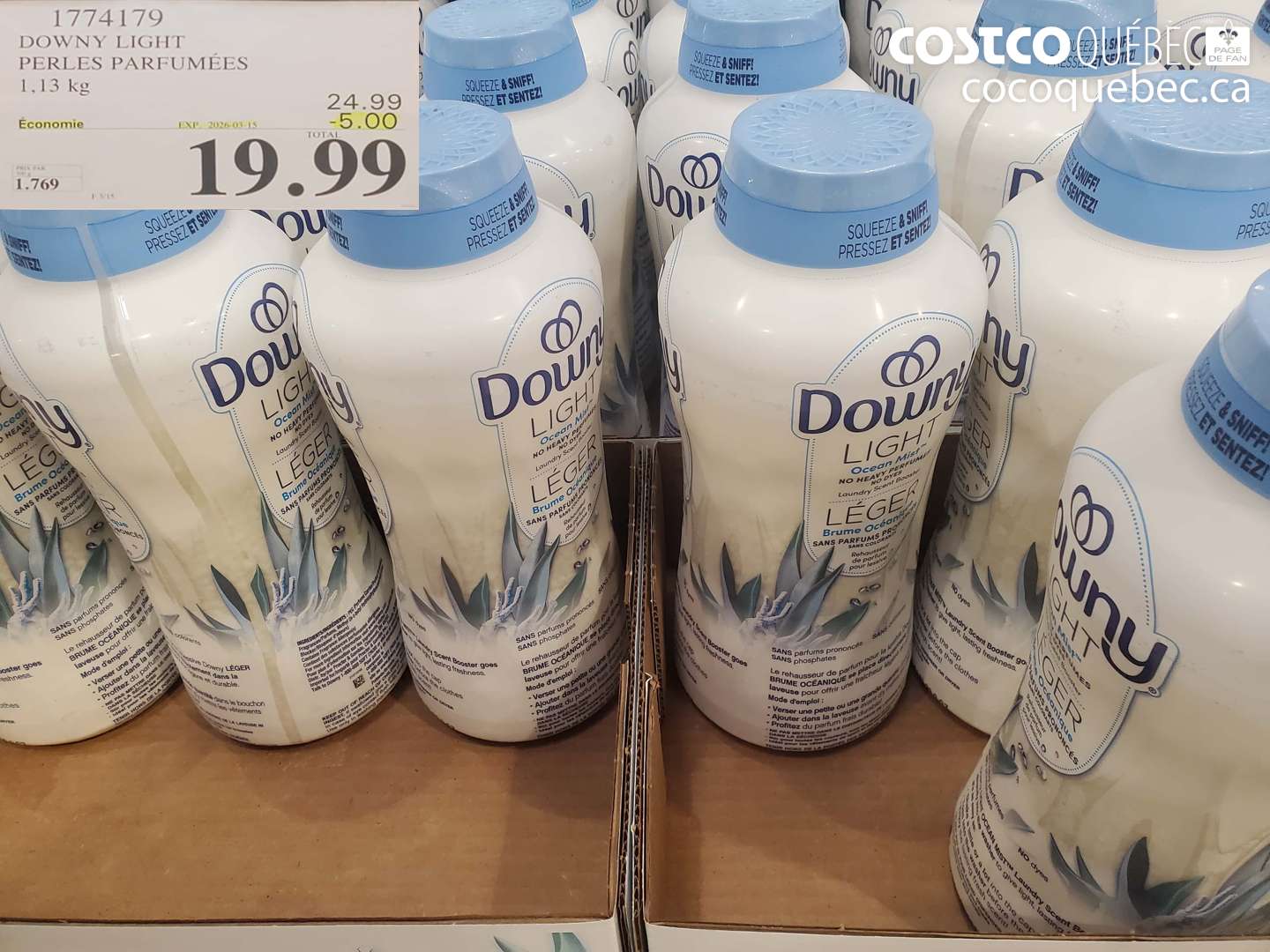 1774179 DOWNY LIGHT PERLES PARFUMÉES ($5.00 INSTANT SAVINGS EXPIRES ON 2026-03-15) $19.99