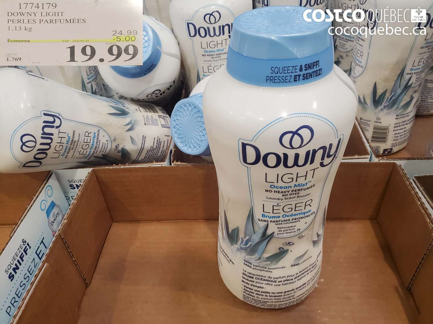 1774179 DOWNY LIGHT PERLES PARFUMÉES ($5.00 INSTANT SAVINGS EXPIRES ON 2026-03-15) $19.99