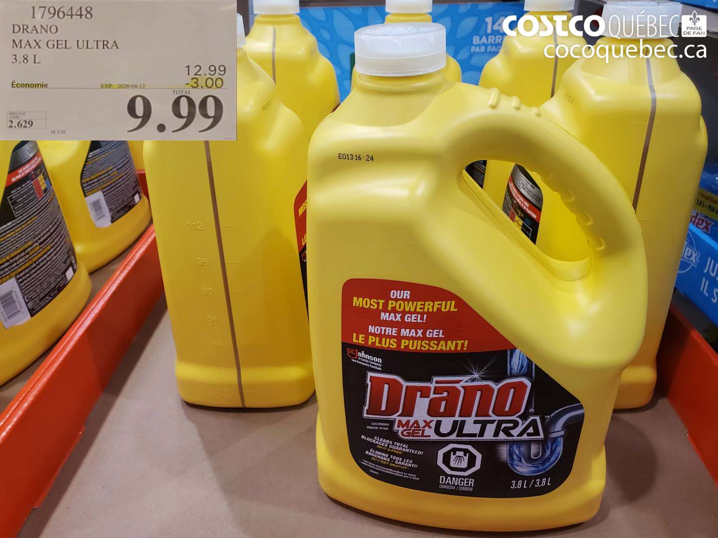 1796448 DRANO MAX GEL ULTRA 3.8 L ($3.00 INSTANT SAVINGS EXPIRES ON 2026-04-12) $9.99