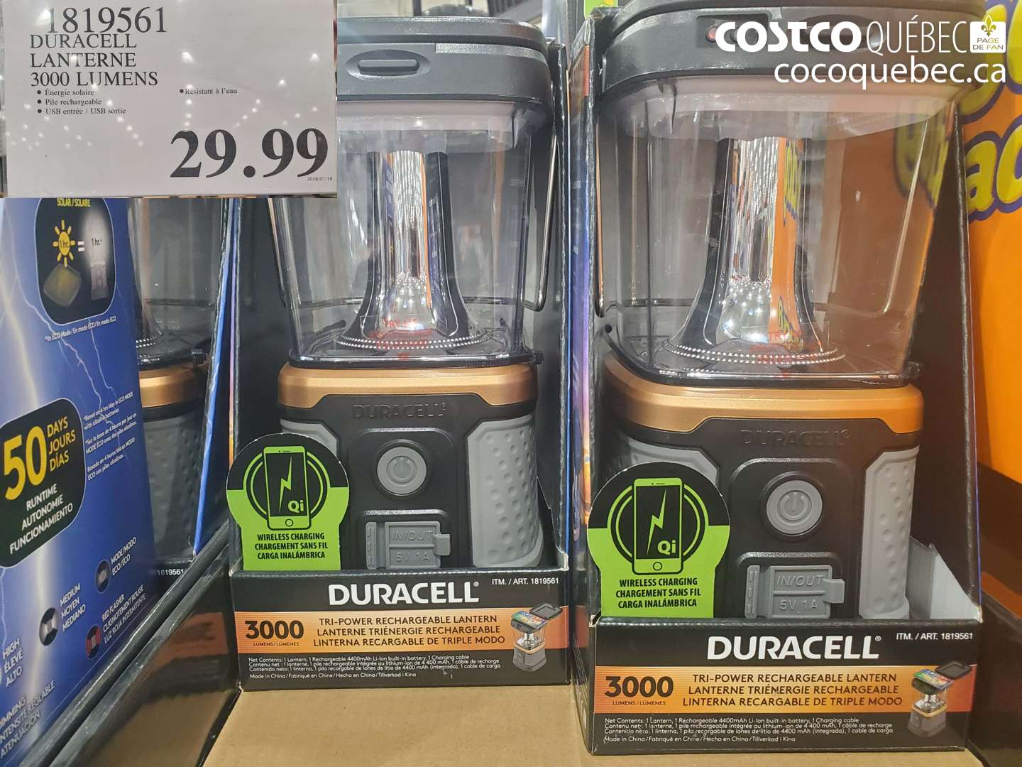 1819561 DURACELL LANTERNE 3000 LUMENS $29.99