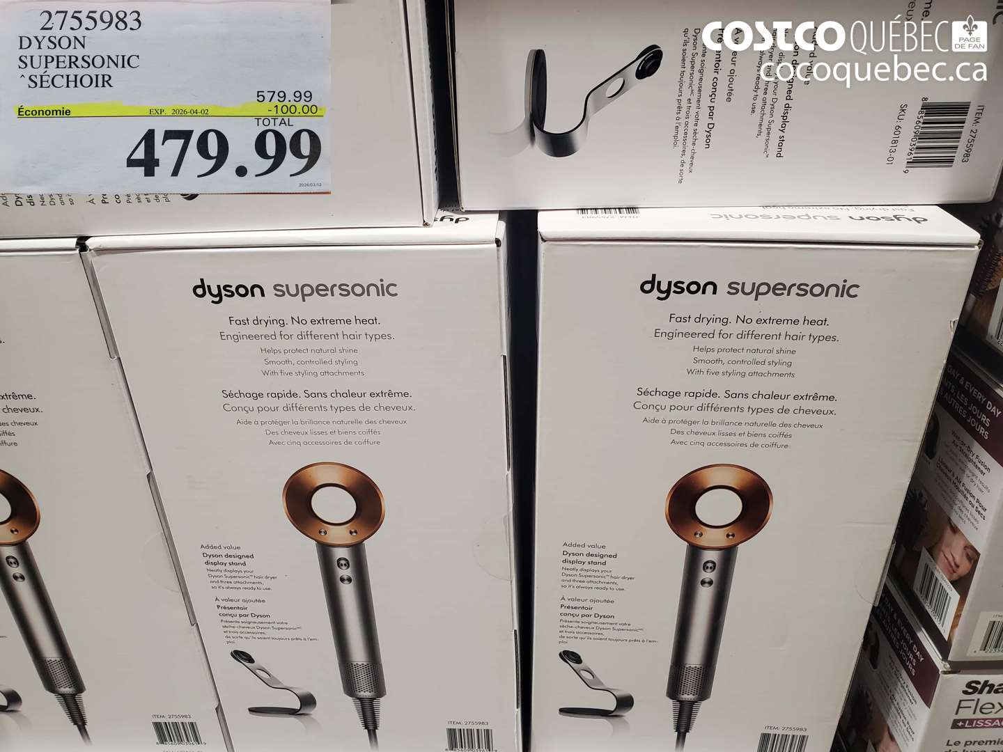 2755983 DYSON SUPERSIONIC SÉCHOIR ($100.00 INSTANT SAVINGS EXPIRES ON 2026-04-02) $479.99