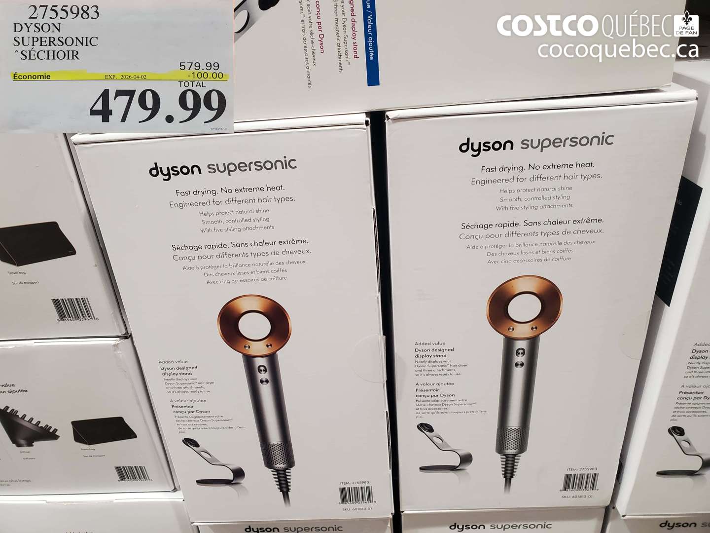 2755983 DYSON SUPERSIONIC SÉCHOIR ($100.00 INSTANT SAVINGS EXPIRES ON 2026-04-02) $479.99