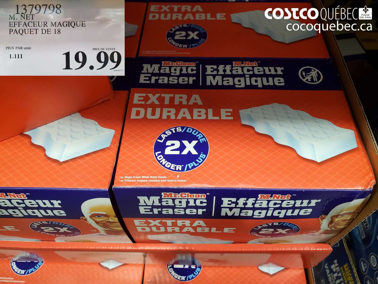 1379798 EFFACEUR MAGIQUE PAQUET DE 18 $19.99