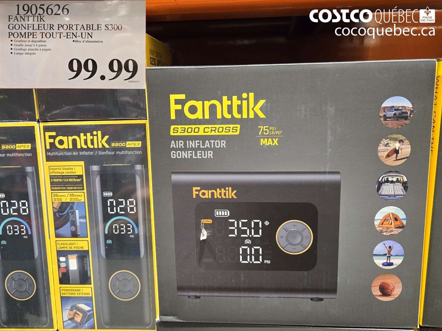 1905626 FANTTIK GONFLEUR PORTABLE S300 POMPE TOUT-EN-UN $99.99