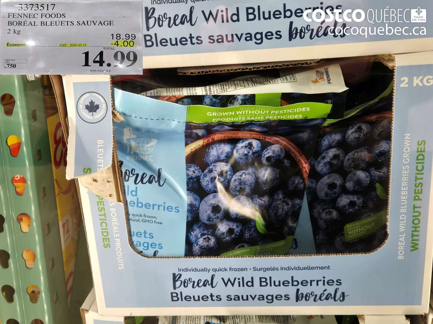 3373517 FENNEC FOODS BORÉAL BLEUETS SAUVAGE 2 KG ($4.00 INSTANT SAVINGS EXPIRES ON 2026-03-15) $14.99